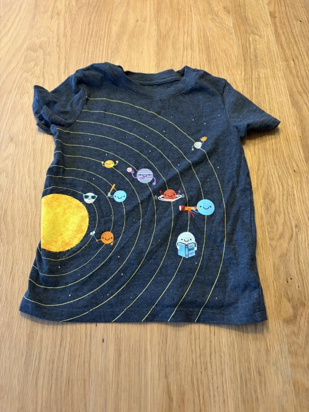 Cat & Jack Boys 4T Solar System Planets Graphic Tee Navy Short Sleeve